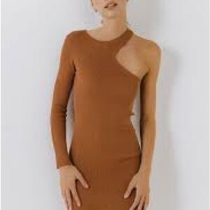 Endless Rose One-Shoulder Tan Dress